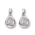 thumbnail image 2 of 20 pc Brass Micro Pave Clear Cubic Zirconia Charms Teardrop Charms Platinum 13x10x4mm Hole: 5x2.8mm, 2 of 3