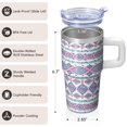 thumbnail image 3 of Bohemian Design 20oz Tumbler Gift, Insulated Stainless Steel Travel Coffee Mug with Handle, Leak-Proof, Straw Included, For Her, 3 of 5