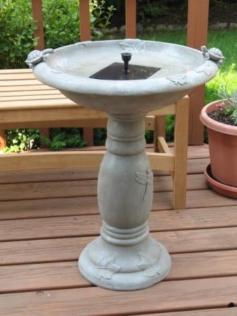 Smart Solar Country Gardens Solar Birdbath Fountain Gray Weathered Stone by Smart Solar