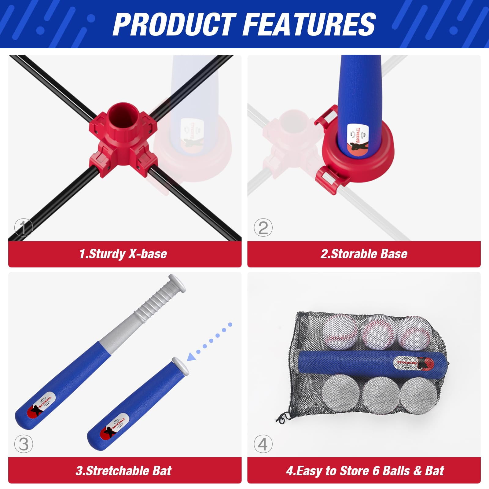 LINXUXIE 3-in-1 Kids Baseball Set, T-Ball Sport Games Toys for Boys & Girls, Birthday Chrismas Gifts for 1-3 3-5  5-8 Year Old