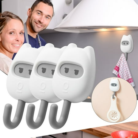 

MIARHB Weight Variable Face Hook Kitchen Storage Wall Hanging Free Punch No T Race Hanger Strong Glue Hook Large 3pc