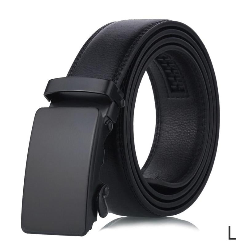 Celebrity Mens Black Leather Ratchet Belt Automatic Strap Buckle Waistband  Waist V8K3 