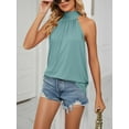 thumbnail image 3 of PULLIMORE Women's Sleeveless Tie Halter Tops Summer High Neck Tank Top Loose Casual Shirts Blouse （Green,S）, 3 of 6