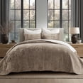 thumbnail image 6 of EVERGRACE Velvet Quilt Set King Size, Luxurious Soft Quilted Bedding Sets, Lightweight Velvet Comforter for All Season, Striped Channel Bedspread Coverlet with 2 Shams, Natural Tan, 6 of 8