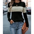 thumbnail image 5 of NJWS Women Striped Color Block Knit Sweater Long Sleeve Crew Neck Slim Fit Pullover Top Lightweight Casual Wear for Fall Winter, 5 of 6