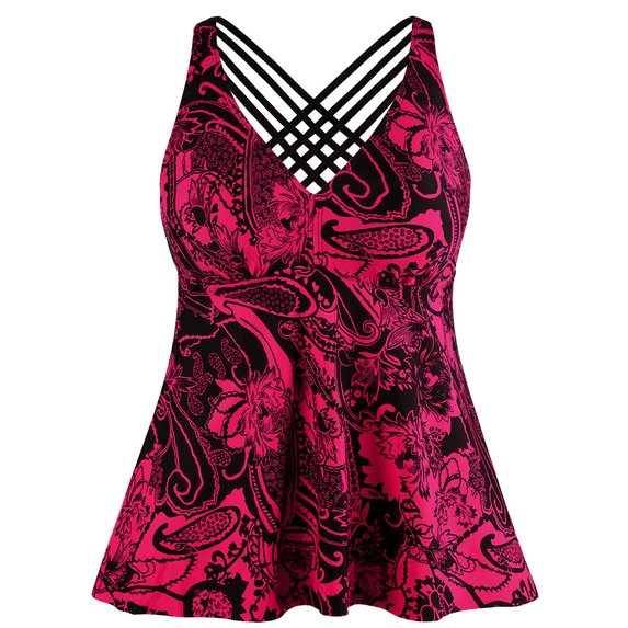 Firpearl Women's Tankini Swimsuits Cross Back Flowy Swim Tops Modest Swimwear