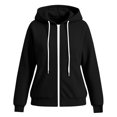 thumbnail image 4 of Women’s Zip‑Up Hooded Drawstring Sweatshirt , Fall Winter Long Sleeve Hoodie with Pockets, Women's ,Size L-5XL, 4 of 4
