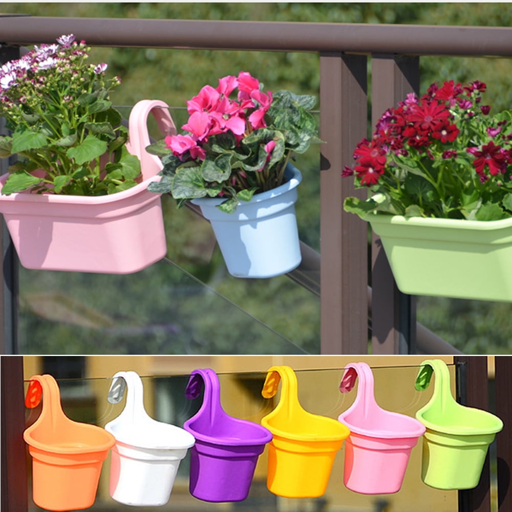 Details about   US Wall Hanging Flower Pots Garden Fence Balcony Basket Plant Pot Planter Decor 