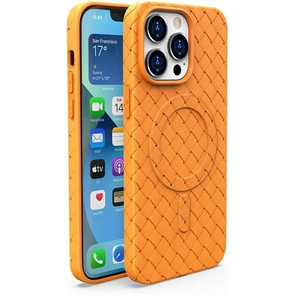 Magnetic Case for iPhone 15, Compatible with MagSafe, Military Grade Drop Protection, Camera Lens Protector, Non-Slip Full-Body Shockproof Phone Case (Orange,15 Plus)