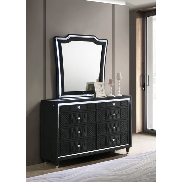 black velvet dresser with mirror Coaster Lorient 8-Drawer Upholstered LED in Office Dress
