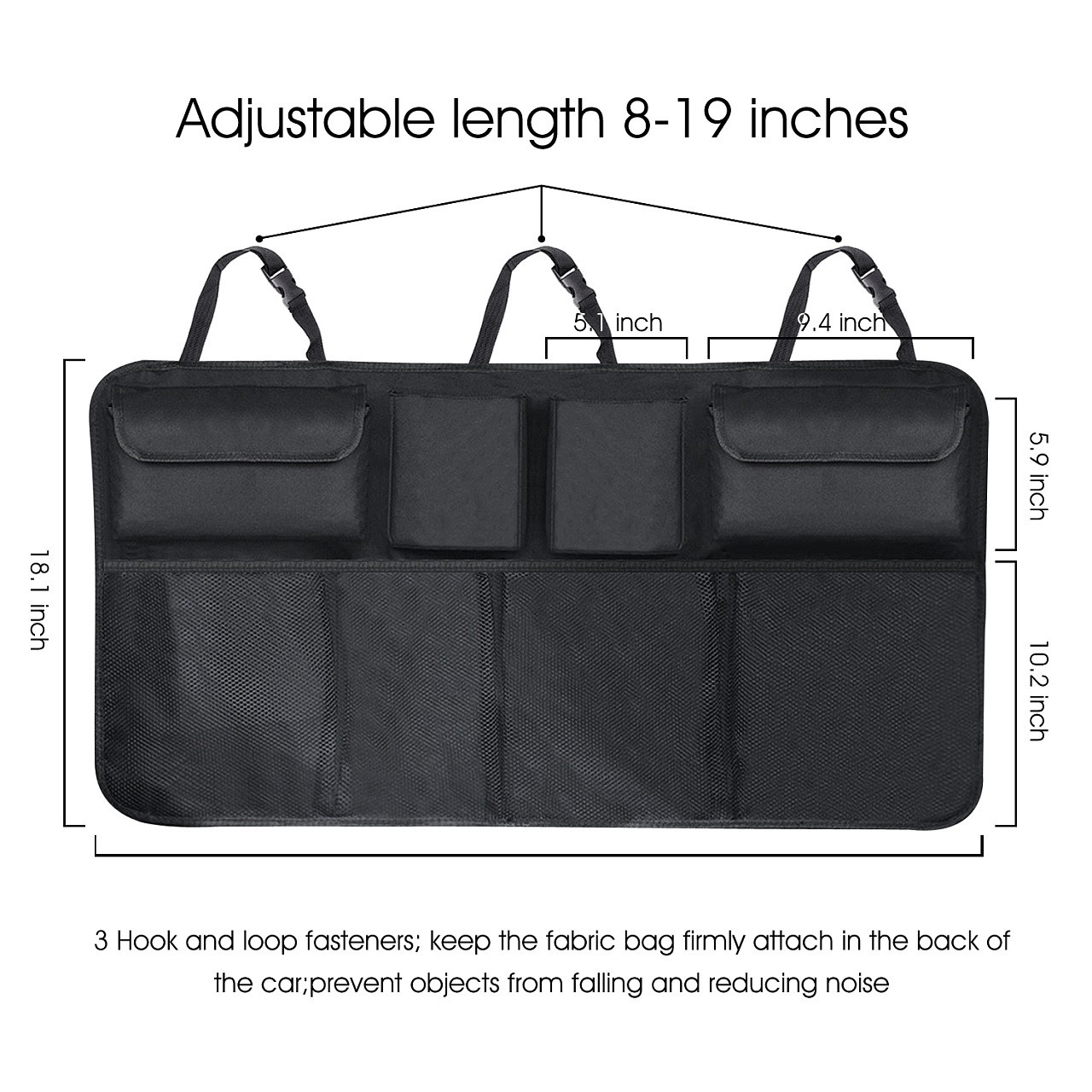 Leather Hanging Trunk Organizer for Car SUV – Large Waterproof Backseat Storage Bag with Multiple Compartments, Foldable Car Storage Organizer