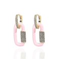 thumbnail image 1 of 1 par de pendientes colgantes de esmalte de colores dulces con piedra de cobre, dorado y rosa, 1 of 4