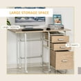 thumbnail image 4 of HOMCOM Foldable Computer Desk with Drawers, Executive Student Table with Storage Shelf, 6 Wheels for Bedroom Home Office Workstation, Natural, 4 of 10