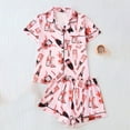thumbnail image 2 of DHFJKG Pajamas For Women Set 2 Piece Short Sleeve Sleepwear Set Button Down Collared Shirt Shorts Soft Nightwear Leisure Home Clothes, 2 of 3