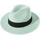thumbnail image 3 of Sombrero Panamá enrollable de paja de ala ancha para mujer, cinturón con hebilla, sombrero para el sol de playa Fedora UPF50+ (25 verde claro) brillar Electrónica, 3 of 5