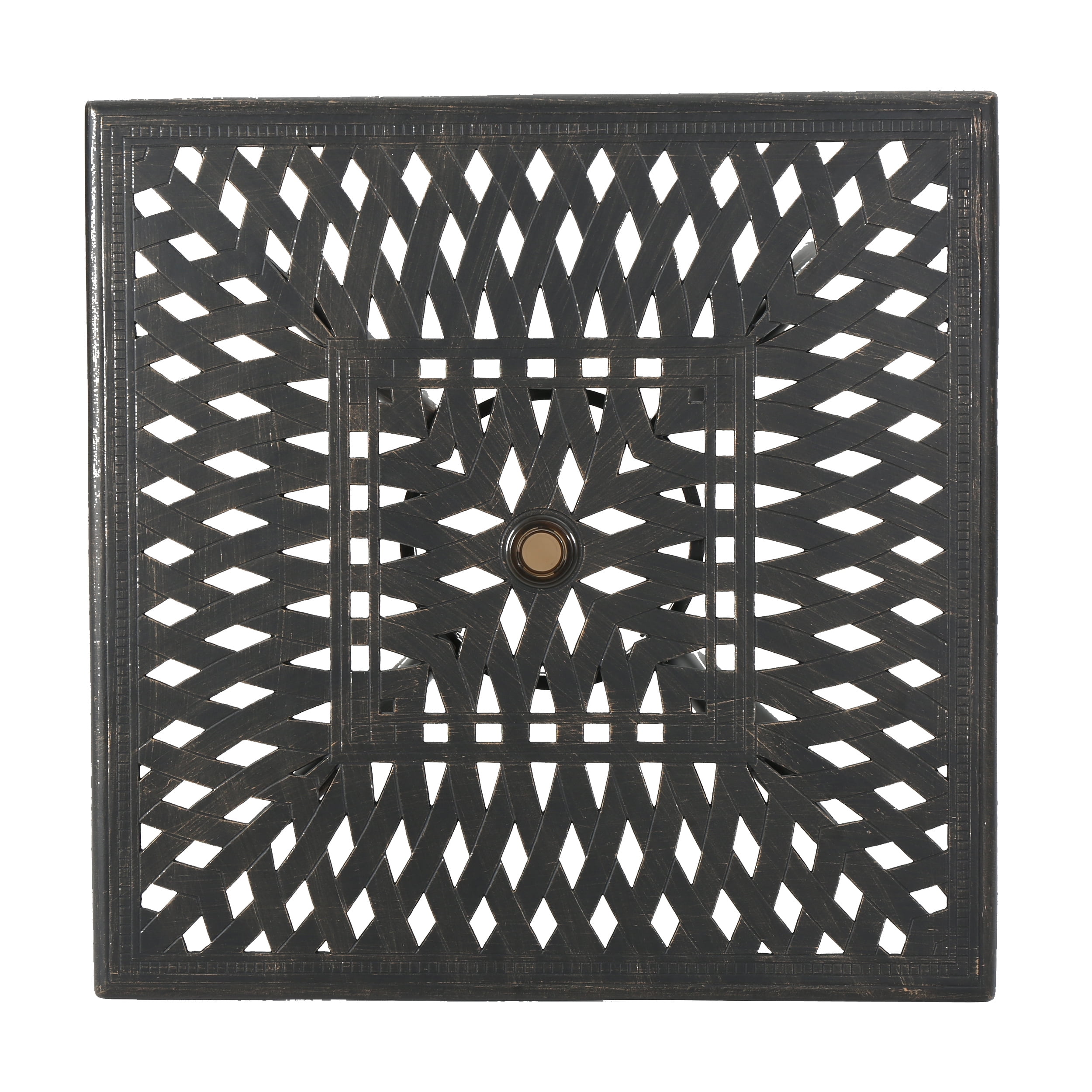 Atlanta Outdoor Cast Aluminum Square Dining Table, Shiny Copper Finish