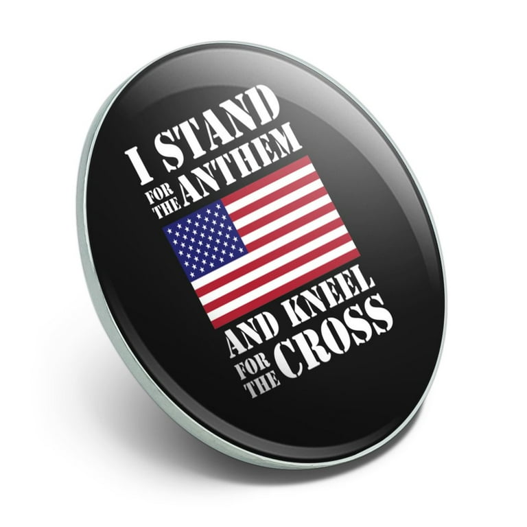 I Stand For The Flag Kneel Cross USA American Flag Patriotic Metal