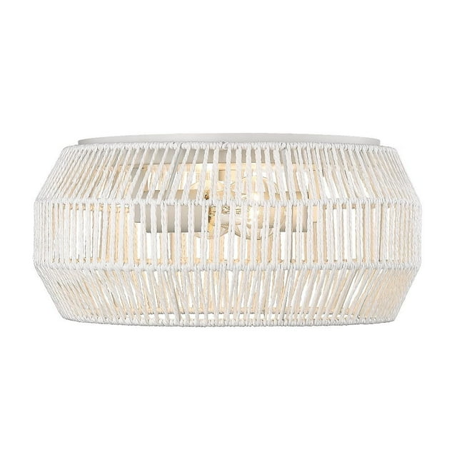 Marlee Support Affleurant 2 Lumières en Blanc Mat avec Corde Raphia Blanchi