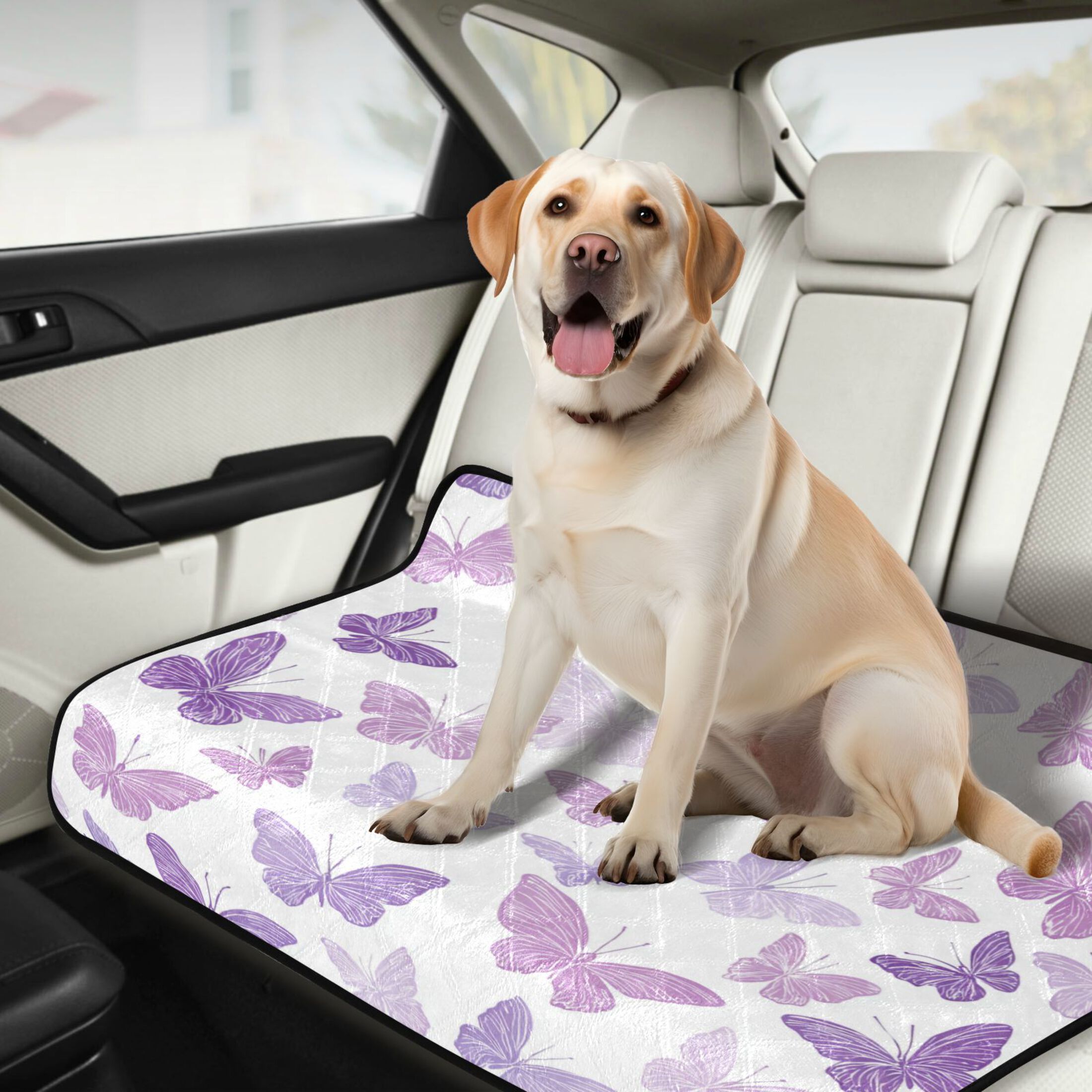 Qxltty Purple Butterfly Cat litter Pads Pet Set of 3 Diaper Mats Center Anti-leakage Layer Absorbent Soft and Comfortable