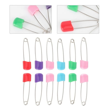 Luxshiny 12Pcs Diaper Stainless Steel Safety Pins Easy Open Locks Assorted Color for Decoration Use