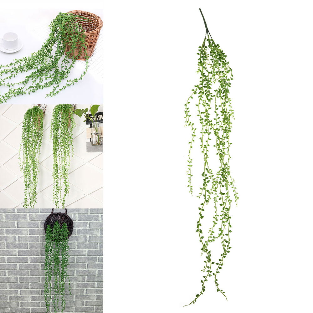 Artificial Hanging Plants Flower Fake Succulents String Of Pearls Green Vine Ivy 
