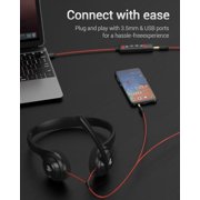 HW02 USB Computer Headset with Clear Chat Microphone,Lightweight On-Ear Wired Headset for MS Teams,Skype,Webinars,Call Center and More (Black)
