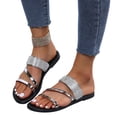 thumbnail image 4 of absuyy Womens Silver Sparkle Sandals | Glitter Thong Flat Slides with Soft Cushioned Footbed, Comfortable Casual Summer Shoes for Beach & Daily Wear,Size 9.5, 4 of 8