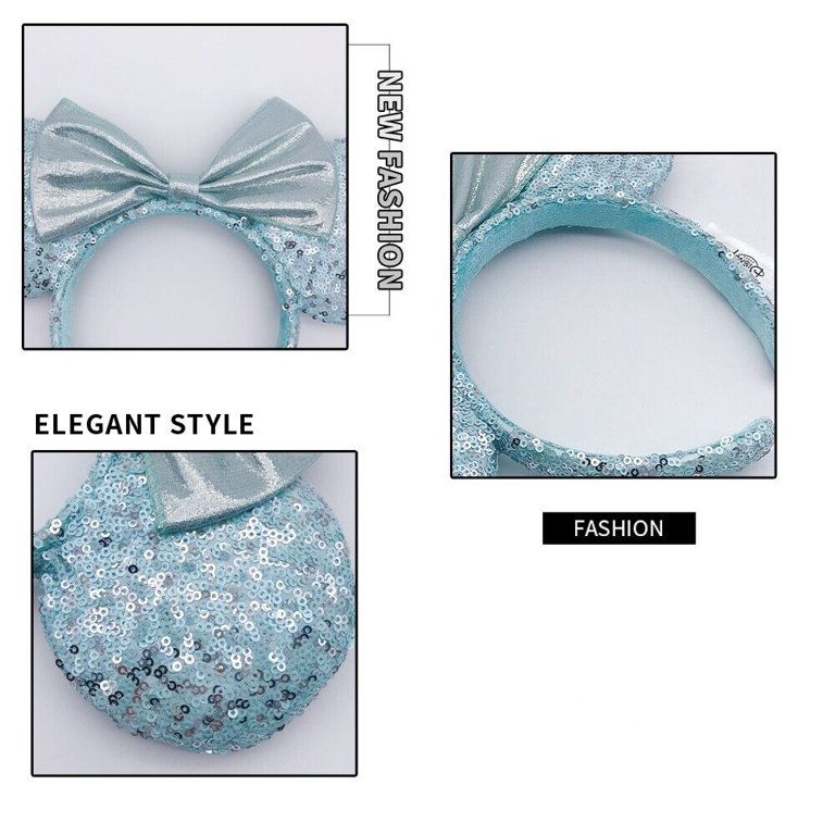 Fashion Bow Arendelle Aqua Sequin Headband Girls Minnie Ears  display picture 1
