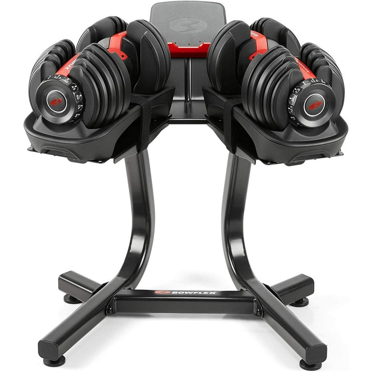 Bowflex 100584 SelectTech Dumbbell Stand with Media Rack Bundle with Tech Smart USA Fitness Wellness Suite Workout Cooling Sport Towel Deco