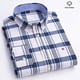 thumbnail image 1 of Oxford-Camisa de manga larga para hombre, 100% algodón, informal, ajustada, Color sólido, estampado a cuadros, a rayas, Formal, talla grande, 1 of 4