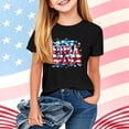 thumbnail image 2 of FAVIPT Girls Patriotic Shirt Kids 250th Anniversary Tshirts Stars and Stripes Shirts Red White Blue Independence Day Tops Black,12-13 Years, 2 of 7