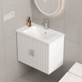 thumbnail image 2 of Seetaras Modern Bathroom Vanity With Sink Wall Mounted Bathroom Cabinet with Ceramic Basin 2 Doors Storage Space Saver Organizer for Home Hotel (Excluding Faucets), 2 of 9