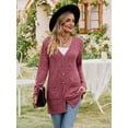 thumbnail image 6 of Women'S 2025 Fall Fashion Cardigan Soft Knit Cardigan for Women Long Sleeve Open Front Coat with Pockets Wine Red L, 6 of 9
