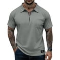 thumbnail image 2 of Dresfit Mens Quarter Zip Polo Shirts Short Sleeve Big and Tall Collared T-Shirt 2026 Summer Lightweight Business Tees Breathable Lapel Athletic Shirt Gray 2XL, 2 of 7