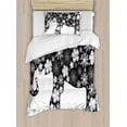 thumbnail image 1 of Animal Duvet Cover Set Twin Size, Floral Elephant Pattern with Flower Petals on the Body Tropical Boho Style Zoo Image, Decorative 2 Piece Bedding Set with 1 Pillow Sham, Grey White, by Ambesonne, 1 of 3
