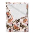 thumbnail image 2 of Retro Soft Flannel Fleece Throw Blanket, Butterfly on Hand Written Vintage Love Letters Watercolor Artwork, Cozy Plush for Indoor and Outdoor Use, 50" x 60", Vermilion Peach Black, by Ambesonne, 2 of 5