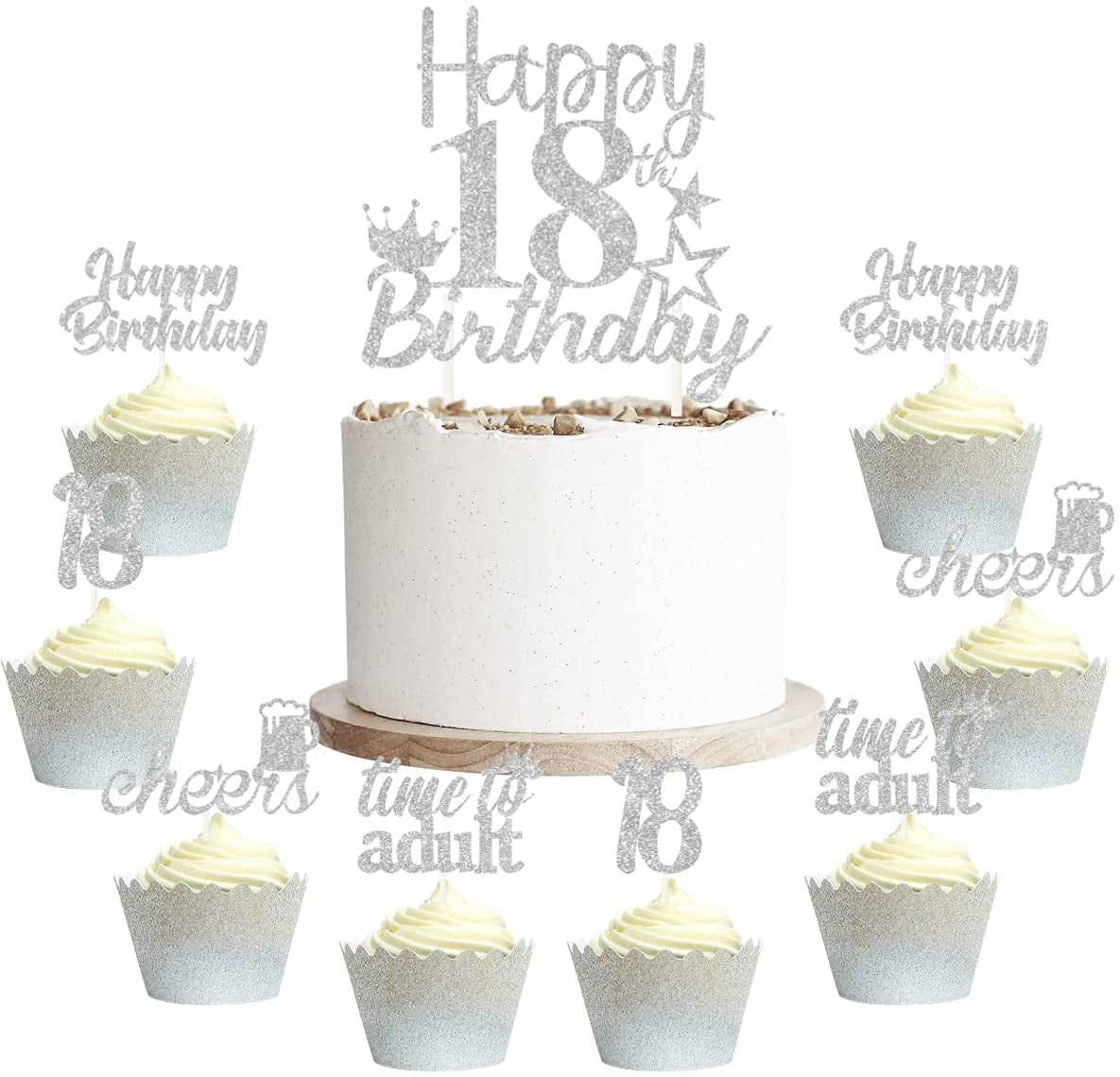 18th Birthday Pink Stamp cake Topper Happy birthday cake topper