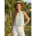 thumbnail image 2 of DARING DIVA Women's Gingham Summer Crop Tank Tops Button Back Sleeveless Shirts M Green, 2 of 7