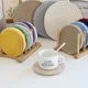 thumbnail image 4 of Xiao Hua Juego de 4 posavasos de algodón resistentes al calor para proteger la mesa, de 10 cm, color verde oscuro., 4 of 5