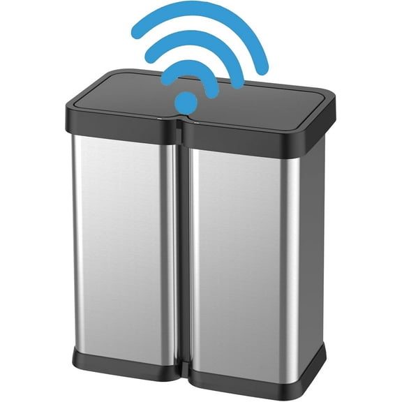 16 Gallon Automatic Trash Can, 30L 30L Stainless Steel Dual Garbage & Recycle Bin, Touchless Automatic Garbage Can, Soft Close Lid, Classified Garbage Can for Kitchen Living Room Office