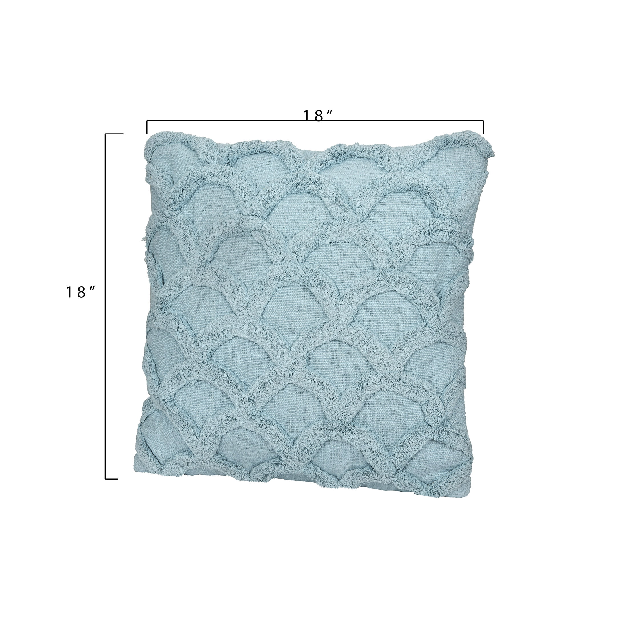 Creative Co-Op Creative Co-Op Cotton Chenille Scalloped Pillow, Light Blue