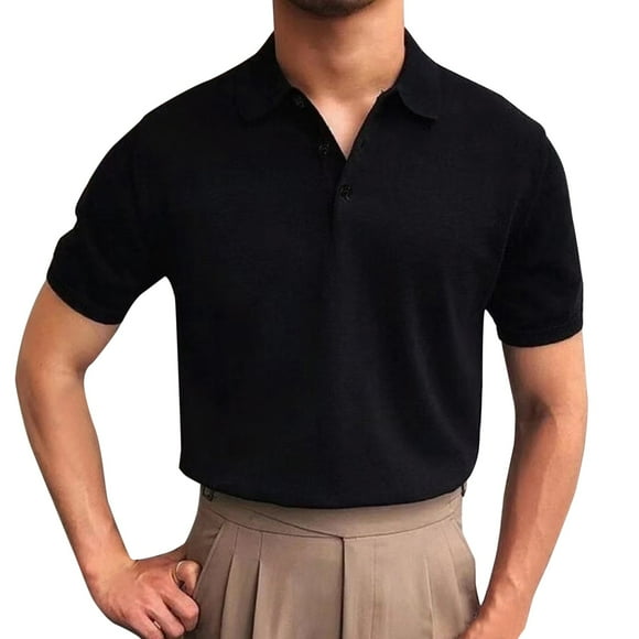 Ketyyh-chn99 Men's Dress Shirts 2024 Shirts for Men Comfor t Wash Short Sleeve Pocket Tee Black,XL