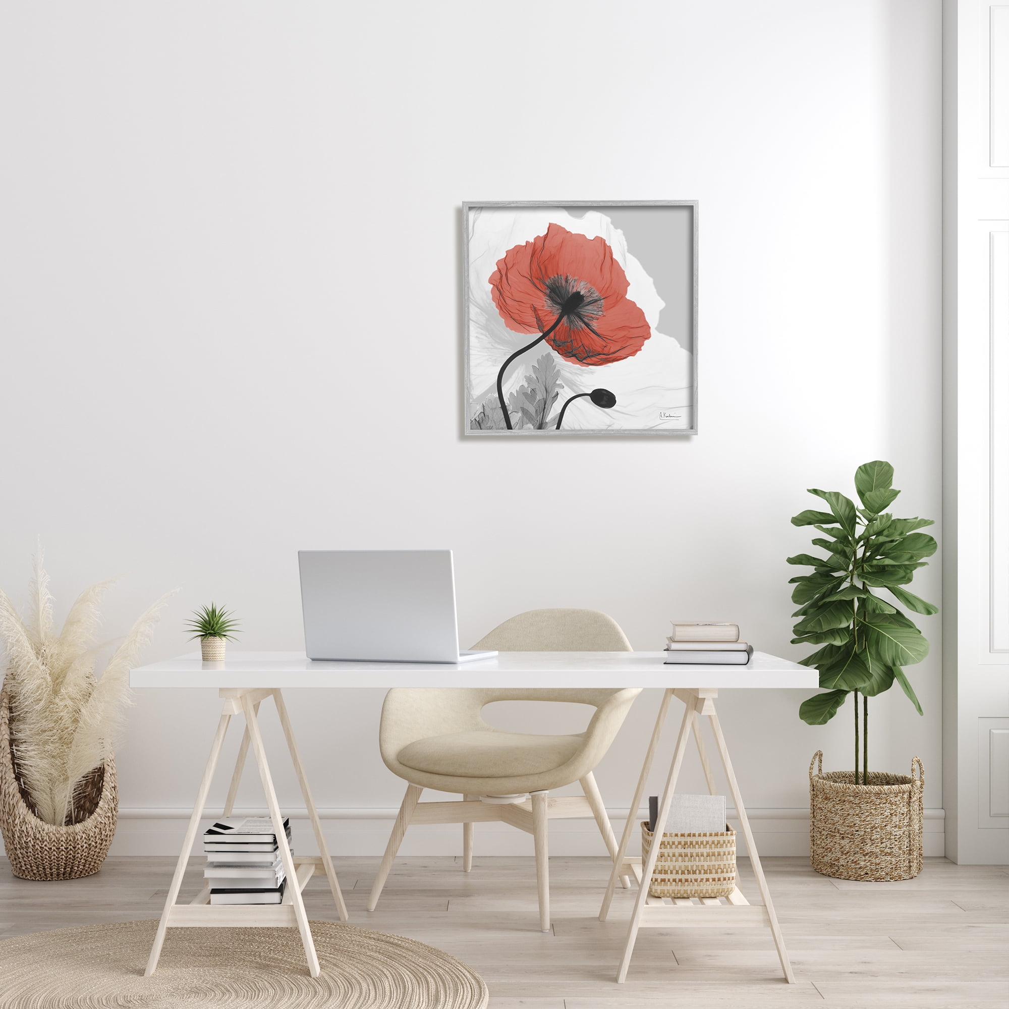 Stupell Industries Translucent Red Poppy Floral Modern Flower Photography, 24 x 24, Design by Albert Koetsier