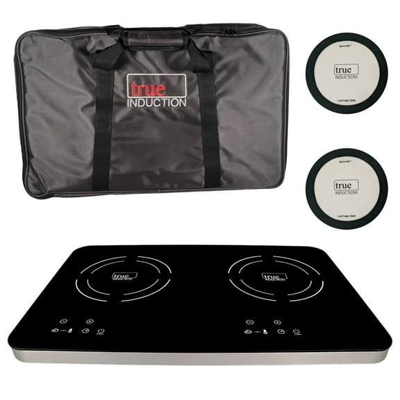 True Induction TI-2C Protable UL1026 Certified, 23-inch Dual Induction Cooktop 1750W Glass-Ceramic Top with FREE Carrying Bag & 2 Silicone Mats