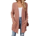 thumbnail image 2 of zaveiop Womens Oversized Open Front Cardigans Sweater Ribbed Knit Cardigan Sweater Thin Outerwear Coats with Pockets (Pink, XXL), 2 of 8