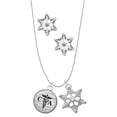 thumbnail image 1 of Delight Jewelry Silvertone Domed Black CNA Silver tone Snowflake Charm Necklace and Stud Earrings, 1 of 4