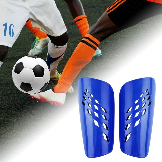 Espinilleras de fútbol pequeñas DYNWAVEMX 2 piezas Protector transpirable almohadillas EVA Azul