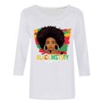thumbnail image 5 of Fznquz 2025 Womens Shirts Plus Size 3/4 Length Sleeve White T Shirt Crewneck Fashion Black History Month Women's Blouses, 5 of 5