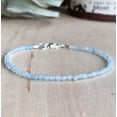 thumbnail image 2 of Aquamarine 2.5mm Round Shape Faceted Cut Beads 7 inch Silver Plated Clasp Bracelet for men, women, unisex. Link Chain Stacking Bracelet.|LINK_00772, 2 of 4
