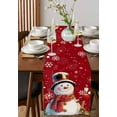 thumbnail image 4 of Red Snowman Christmas Burlap-Cotton Table Runner 108 Inches Long,Berry Snowflake Xmas Farmhouse Table Runners,Outdoor Dining Tablecloths Decor for Baby Shower/Party/Wedding 13x108, 4 of 9